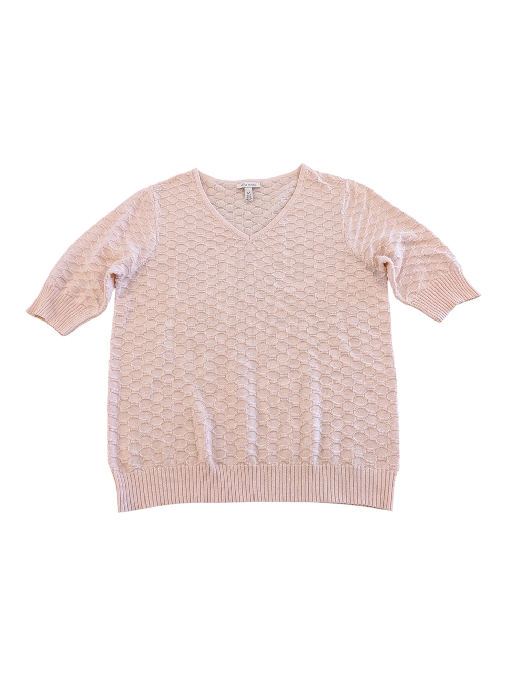 Ella Moss V-Neck Honeycomb Knit Top